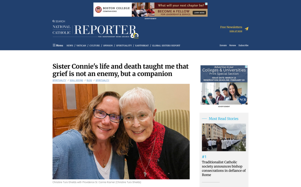 Image of Christine's article on the National Catholic Reporter website
